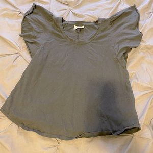 Black top with ruffled sleeves